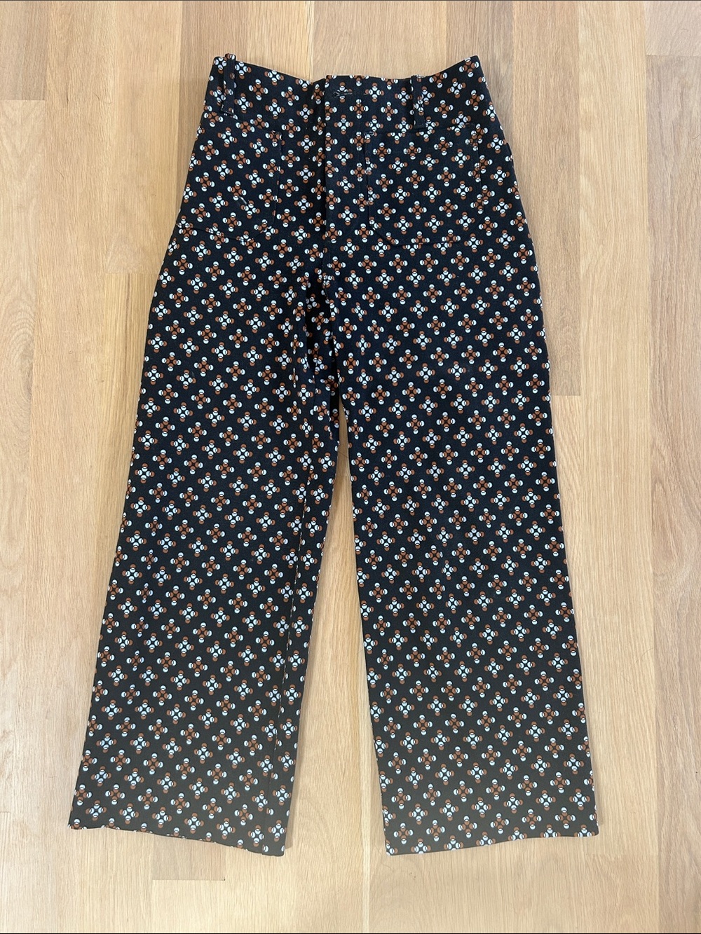 Anthropologie Black Colette Floral-Print Wide Leg